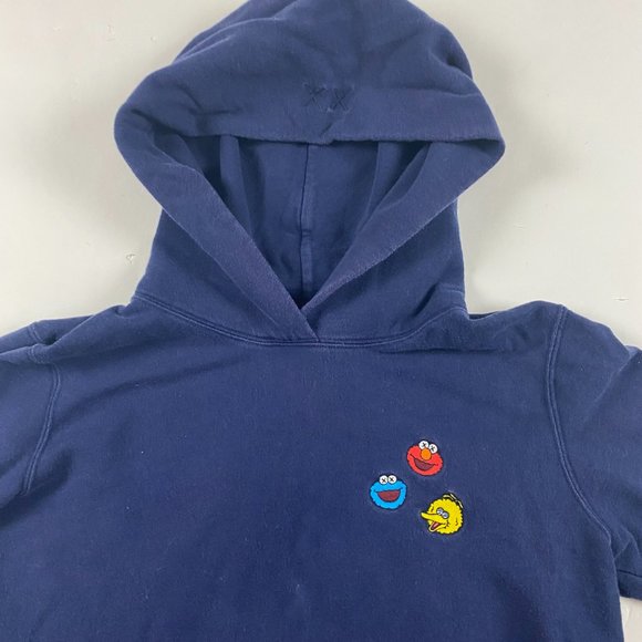 Sesame Street X Kaws XX Uniqlo Hoodie Womens Medium Blue Elmo Cookie Monster - Picture 2 of 9